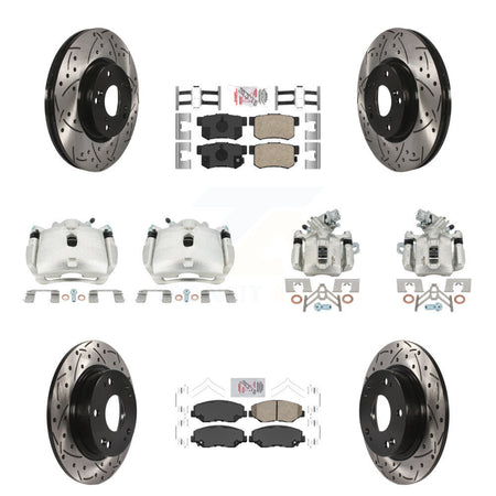 Front Rear Brake Caliper Drilled Slot Rotor Ceramic Pad Kit (10Pc) For Honda Civic Acura KCD-101129N
