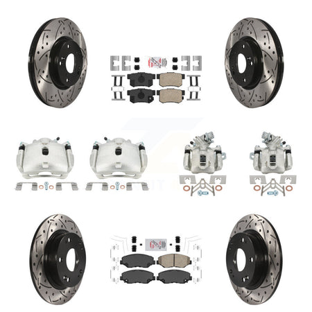 Front Rear Brake Caliper Drilled Slot Rotor Ceramic Pad Kit (10Pc) For Honda Civic Acura KCD-101130N