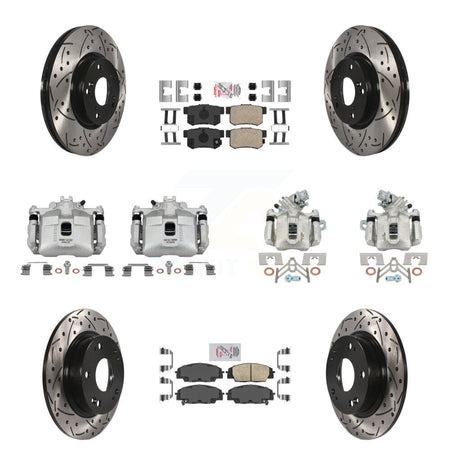 Front Rear Brake Coated Caliper Drill Slot Rotors Ceramic Pad Kit (10Pc) For Honda Civic KCD-101150N