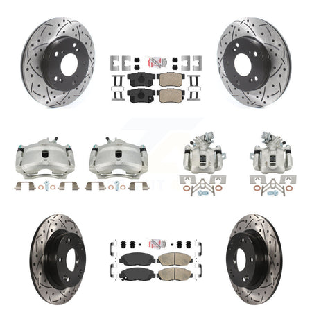 Front Rear Brake Coated Caliper Drill Slot Rotors Ceramic Pad Kit (10Pc) For Honda Civic KCD-101154N