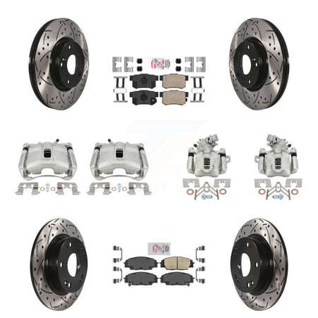 Front Rear Brake Caliper Drill Slotted Rotor Ceramic Pad Kit (10Pc) For Acura CSX Type-S KCD-101156N
