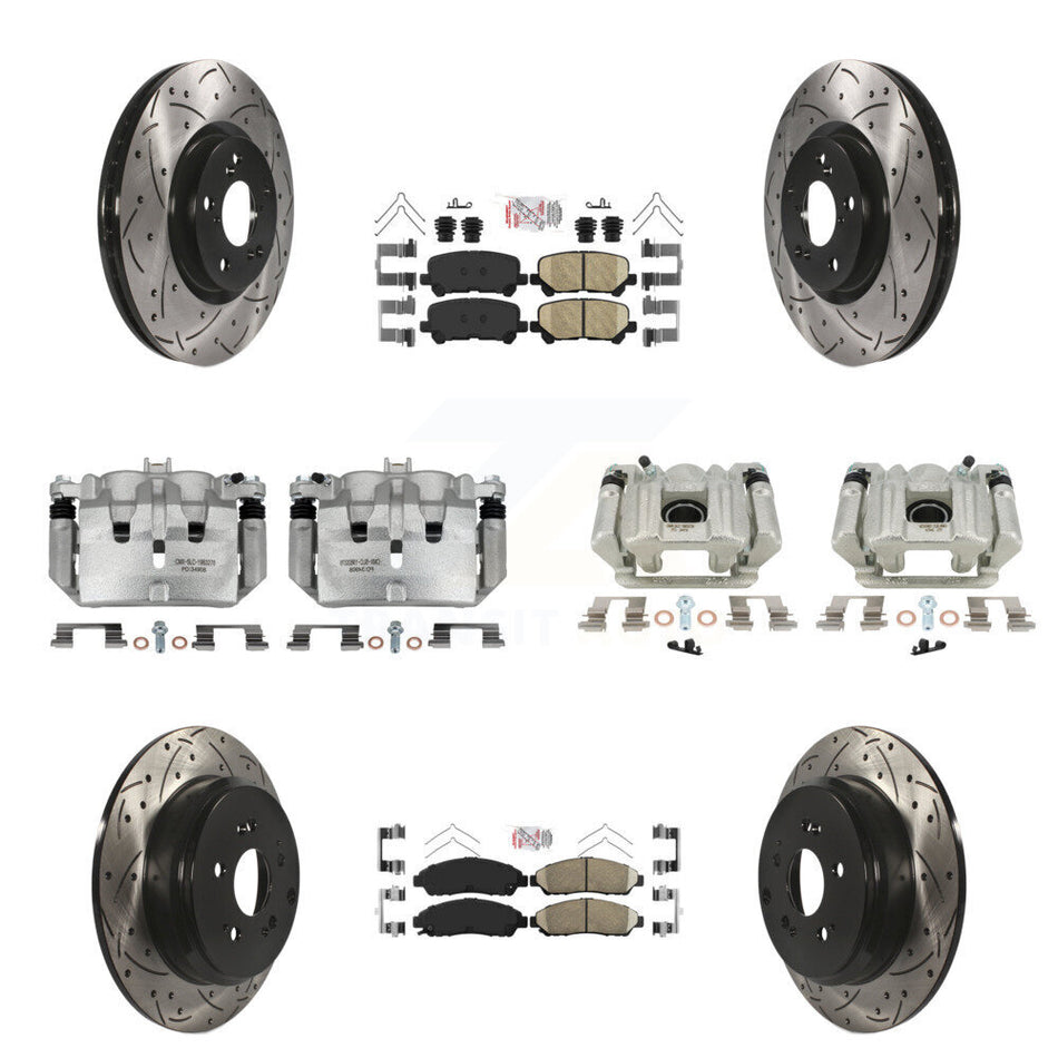 Front Rear Brake Coat Caliper Drill Slot Rotors Ceramic Pad Kit (10Pc) For Acura MDX ZDX KCD-101161N
