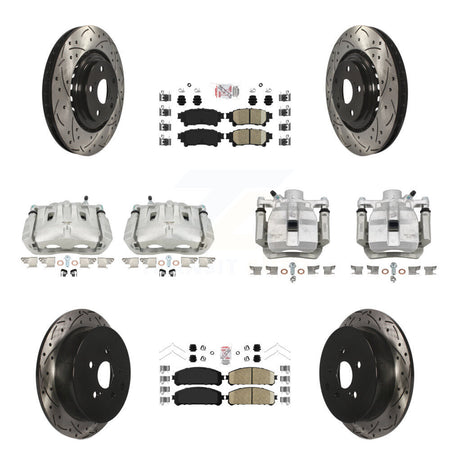 Front Rear Brake Caliper Drill Slot Rotor Ceramic Pad Kit (10Pc) For Toyota Sienna Lexus KCD-101184N