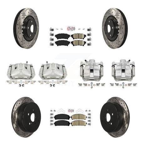 Front Rear Brake Caliper Drill Slot Rotor Ceramic Pad Kit (10Pc) For Toyota Sienna Lexus KCD-101187N