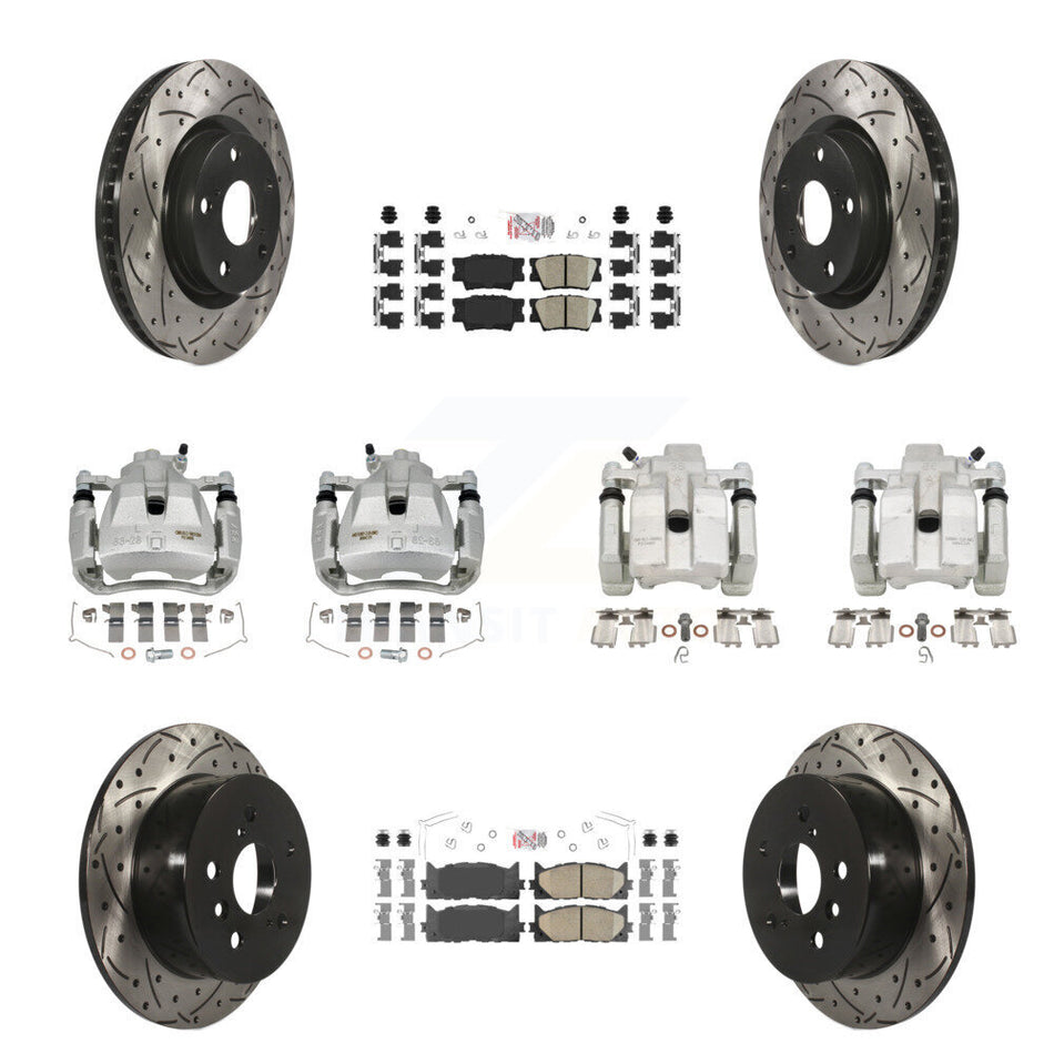 Front Rear Brake Caliper Drill Slot Rotors Ceramic Pad Kit (10Pc) For Toyota Camry Lexus KCD-101200N