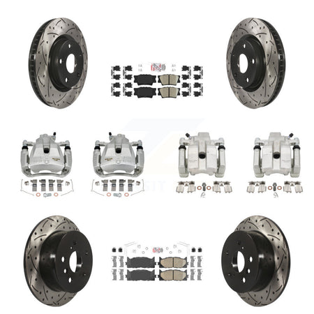 Front Rear Brake Caliper Drill Slot Rotors Ceramic Pad Kit (10Pc) For Toyota Camry Lexus KCD-101201N