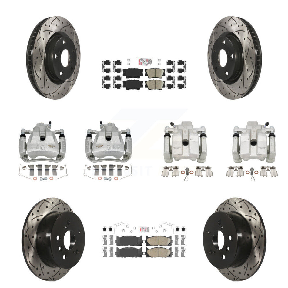 Front Rear Brake Caliper Drill Slot Rotors Ceramic Pad Kit (10Pc) For Toyota Camry Lexus KCD-101201N