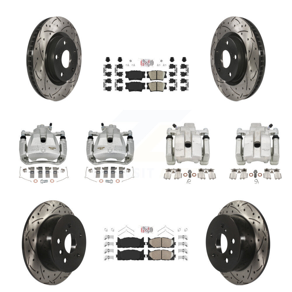 Front Rear Brake Caliper Drill Slot Rotors Ceramic Pad Kit (10Pc) For Toyota Camry Lexus KCD-101202N