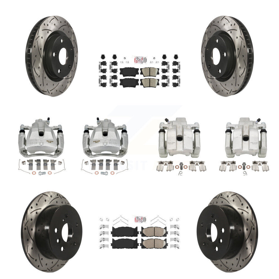 Front Rear Brake Caliper Drill Slot Rotors Ceramic Pad Kit (10Pc) For Toyota Camry Lexus KCD-101202N