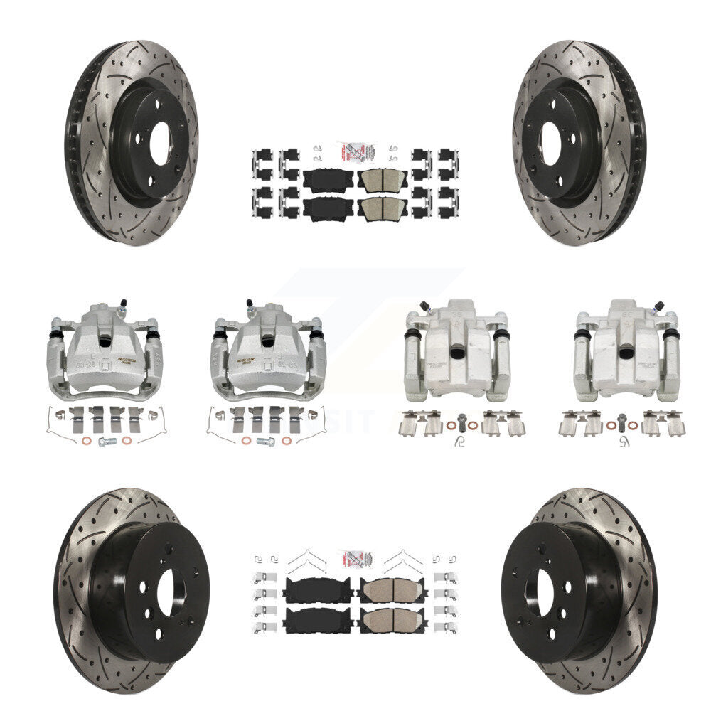 Front Rear Brake Caliper Drill Slot Rotors Ceramic Pad Kit (10Pc) For Toyota Camry Lexus KCD-101203N