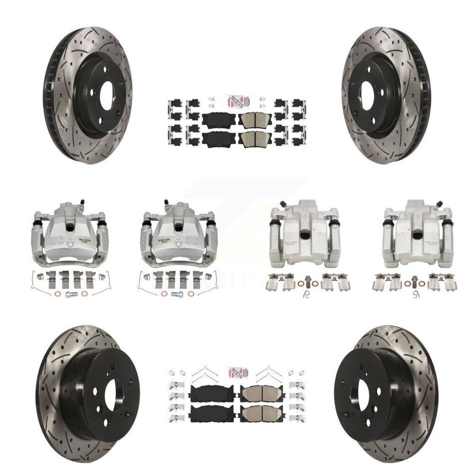 Front Rear Brake Caliper Drill Slot Rotors Ceramic Pad Kit (10Pc) For Toyota Camry Lexus KCD-101203N
