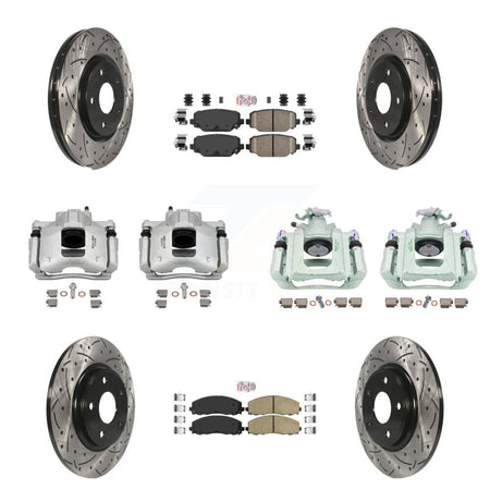 Front Rear Disc Brake Coated Caliper Drill Slot Rotor Ceramic Pad Kit (10Pc) For Ram C/V KCD-101220N