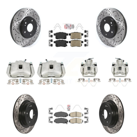 Front Rear Brake Caliper Drill Slot Rotors Ceramic Pad Kit (10Pc) For Honda Accord Acura KCD-101231N
