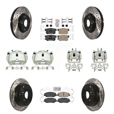 Front Rear Brake Caliper Drill Slotted Rotor Ceramic Pad Kit (10Pc) For 05-06 Honda CR-V KCD-101238N
