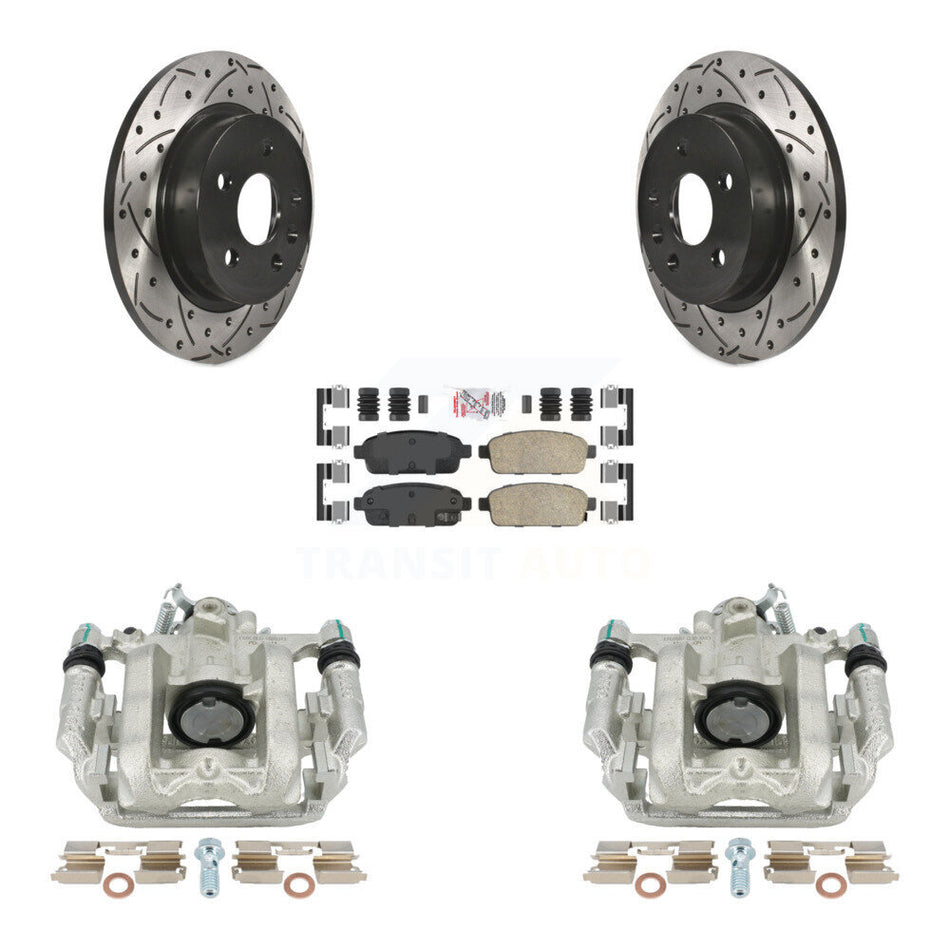 Rear Disc Brake Coated Caliper Drilled Slotted Rotors And Ceramic Pads Kit For Chevrolet Cruze Limited KCD-101281N