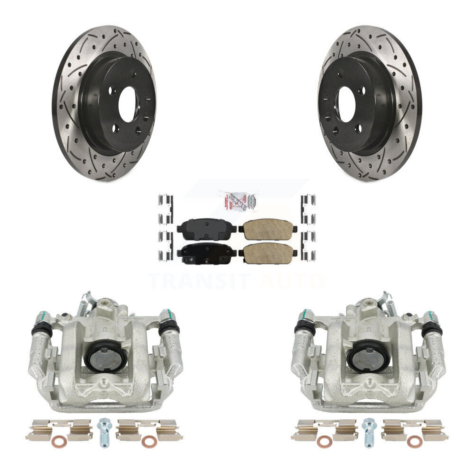 Rear Disc Brake Coated Caliper Drilled Slotted Rotors And Ceramic Pads Kit For Chevrolet Cruze Limited KCD-101282N