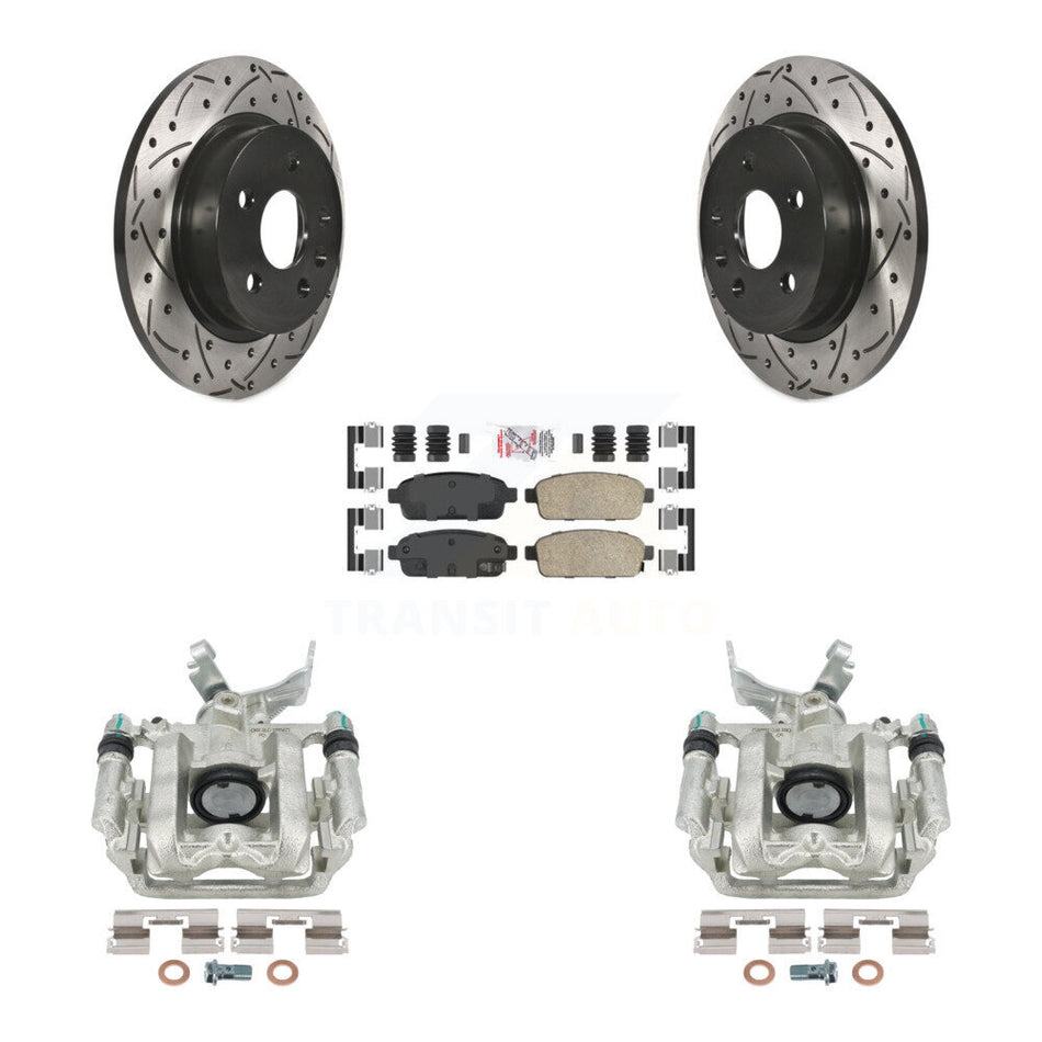 Rear Disc Brake Coated Caliper Drilled Slotted Rotors And Ceramic Pads Kit For Chevrolet Buick Encore Sonic Trax KCD-101285N