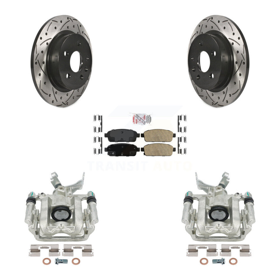Rear Disc Brake Coated Caliper Drilled Slotted Rotors And Ceramic Pads Kit For Chevrolet Buick Encore Sonic Trax KCD-101286N