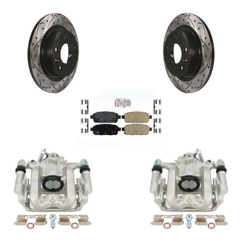 Rear Disc Brake Coated Caliper Drilled Slotted Rotors And Ceramic Pads Kit For Chevrolet Cruze Volt Cadillac ELR KCD-101288N