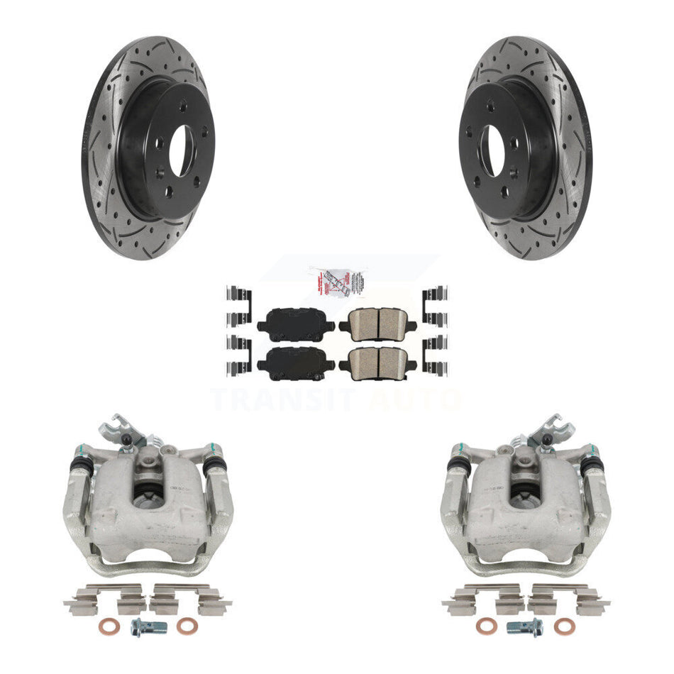 Rear Disc Brake Coated Caliper Drilled Slotted Rotors And Ceramic Pads Kit For Chevrolet Cruze KCD-101290N