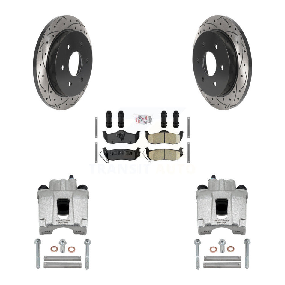 Rear Brake Caliper Drill Slotted Rotors Ceramic Pad Kit For Nissan TITAN Armada INFINITI KCD-101297N