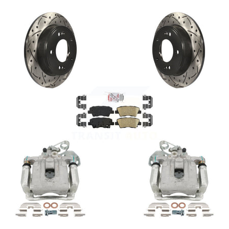 Rear Brake Caliper Drilled Slot Rotor Ceramic Pad Kit For 2017-2020 Hyundai Elantra 2.0L KCD-101302N
