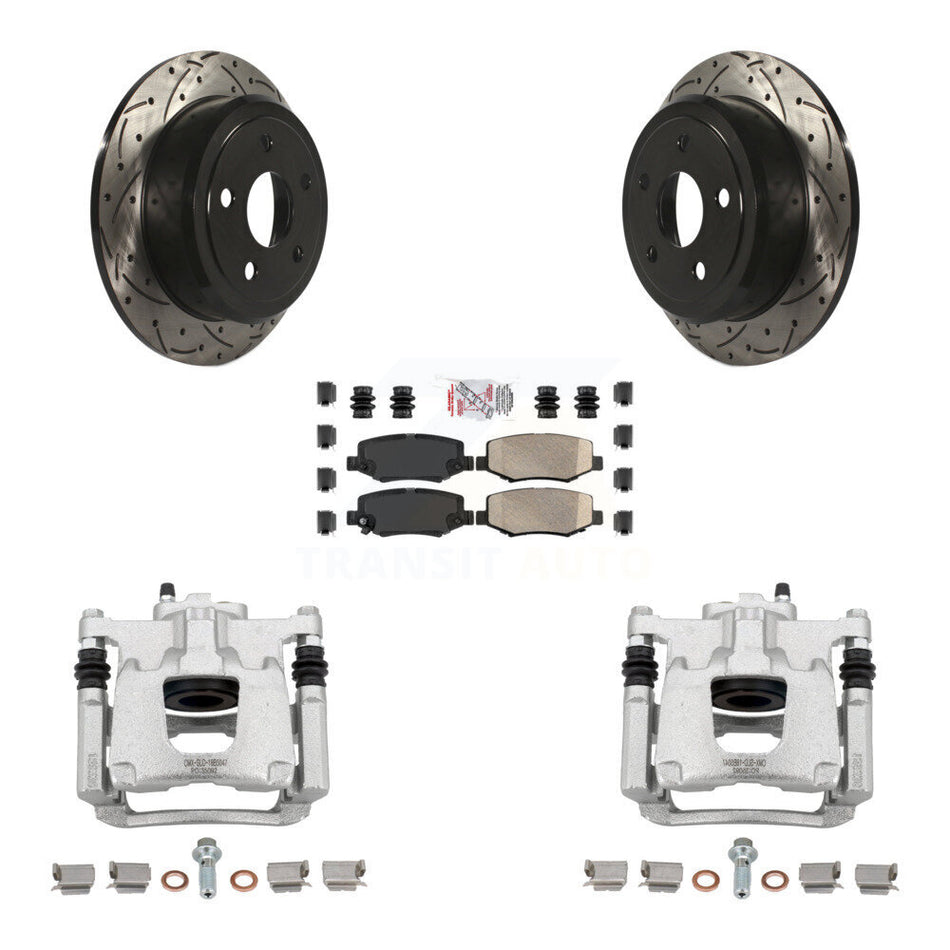Rear Disc Brake Coated Caliper Drilled Slotted Rotors And Ceramic Pads Kit For Jeep Wrangler JK KCD-101305N