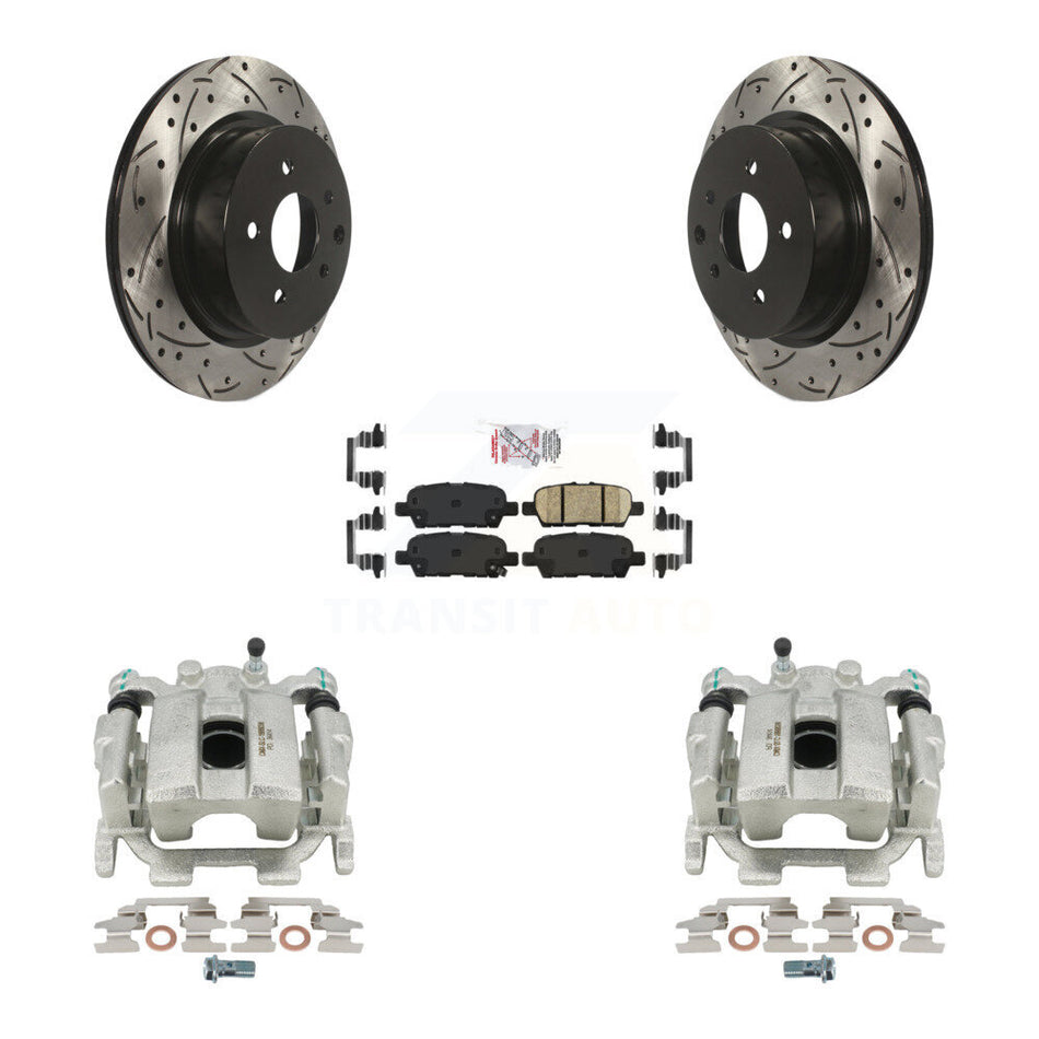 Rear Disc Brake Coated Caliper Drilled Slotted Rotors And Ceramic Pads Kit For INFINITI G37 Nissan 370Z G25 Q40 KCD-101314N