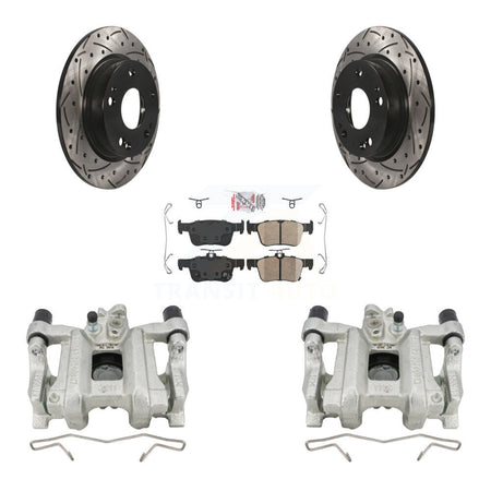 Rear Disc Brake Coated Caliper Drilled Slotted Rotor And Ceramic Pad Kit For Honda Civic KCD-101320N