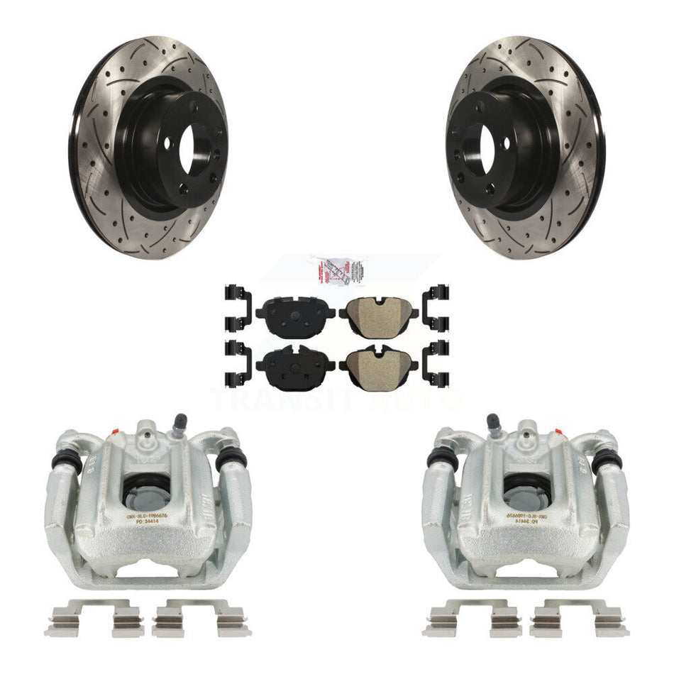Rear Disc Brake Coated Caliper Drilled Slotted Rotors And Semi-Metallic Pads Kit For BMW X3 X4 KCD-101329N