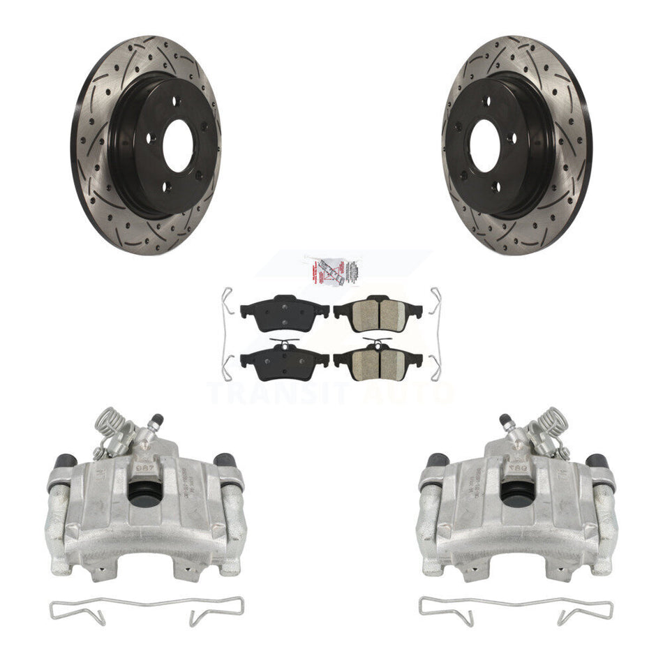 Rear Disc Brake Coated Caliper Drilled Slotted Rotors And Ceramic Pads Kit For Ford Focus KCD-101331N