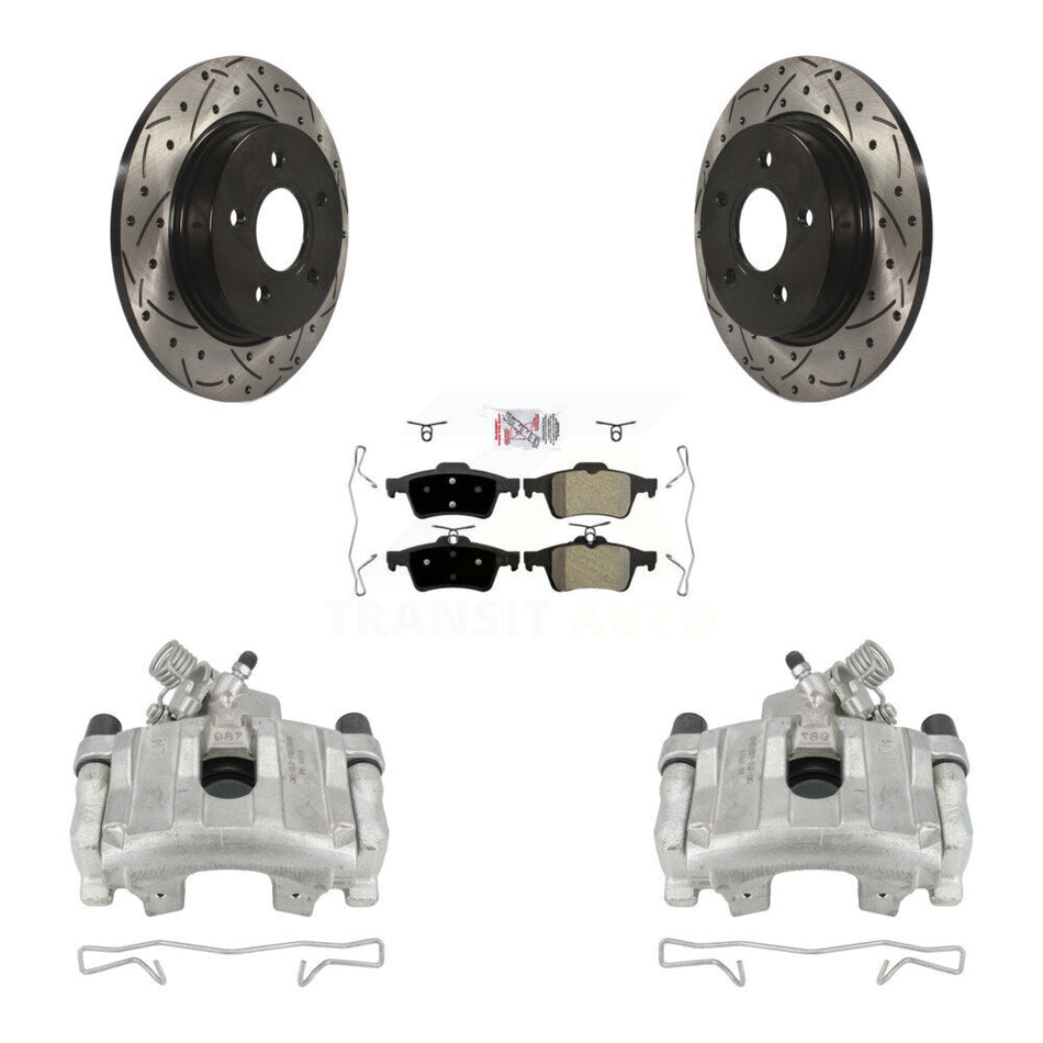 Rear Disc Brake Coated Caliper Drilled Slotted Rotors And Semi-Metallic Pads Kit For Ford Focus KCD-101332N