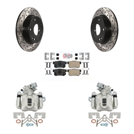 Rear Brake Coated Caliper Drill Slot Rotor Ceramic Pad Kit For Honda Civic Acura CSX ILX KCD-101333N