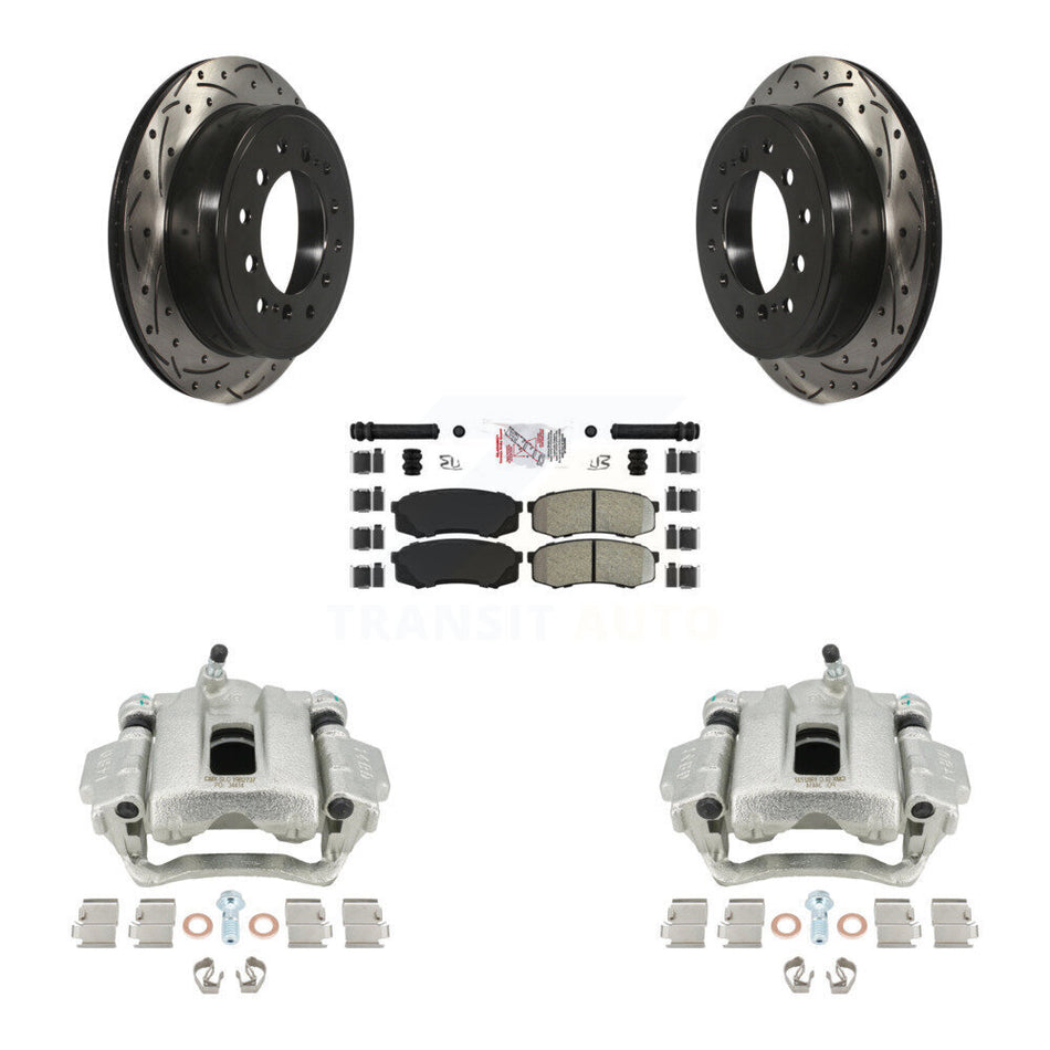 Rear Disc Brake Coated Caliper Drilled Slotted Rotors And Semi-Metallic Pads Kit For Toyota 4Runner Lexus GX460 KCD-101339N