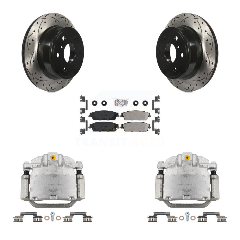Rear Brake Caliper Drill Slot Rotors Semi-Metallic Pad Kit For Chevrolet GMC Sierra 1500 KCD-101341N