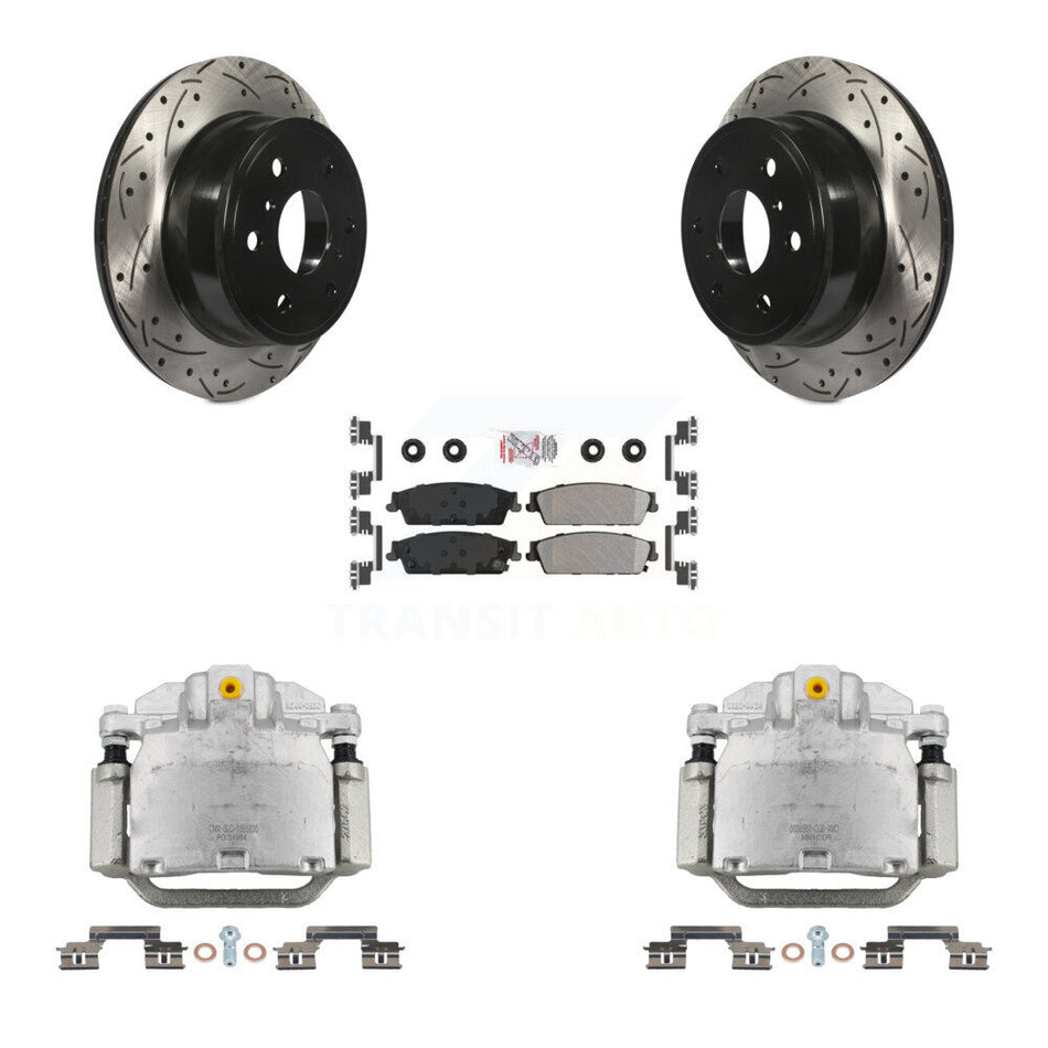 Rear Brake Caliper Drill Slot Rotors Semi-Metallic Pad Kit For Chevrolet GMC Sierra 1500 KCD-101341N