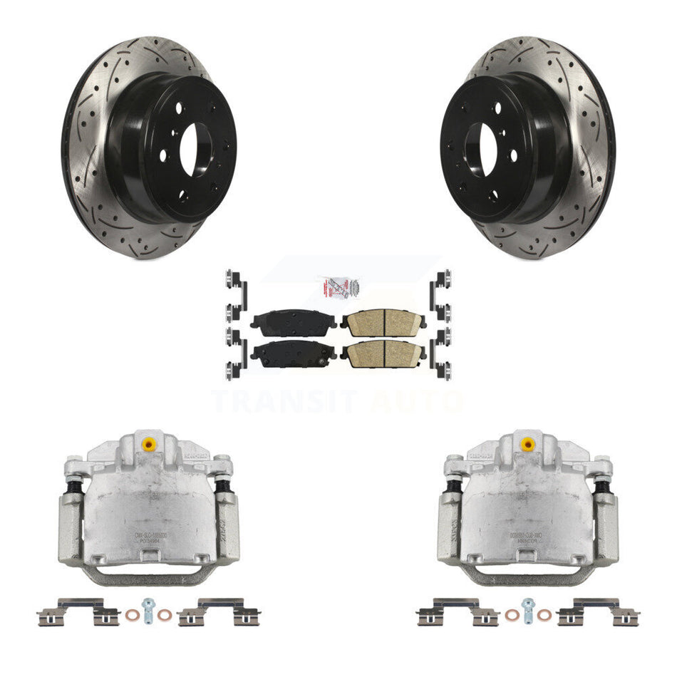 Rear Brake Caliper Drill Slot Rotors Ceramic Pad Kit For Chevrolet GMC Sierra 1500 Tahoe KCD-101342N