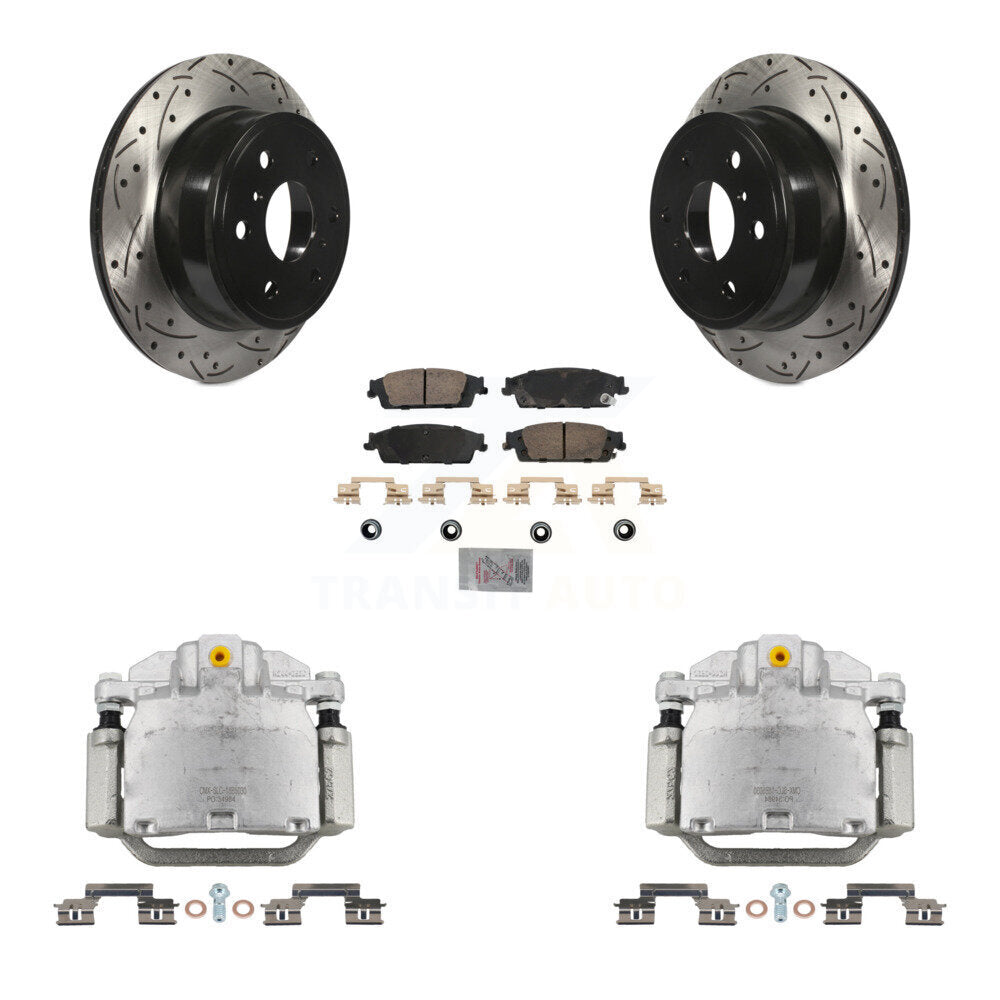 Rear Brake Caliper Drill Slot Rotors Ceramic Pad Kit For GMC Chevrolet Sierra 1500 Tahoe KCD-101343N