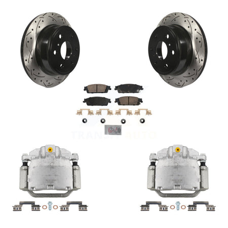 Rear Brake Caliper Drill Slot Rotors Ceramic Pad Kit For GMC Chevrolet Sierra 1500 Tahoe KCD-101343N