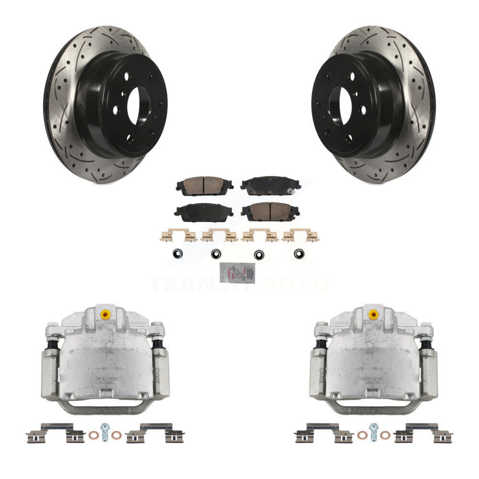 Rear Brake Caliper Drill Slot Rotors Ceramic Pad Kit For GMC Chevrolet Sierra 1500 Tahoe KCD-101343N