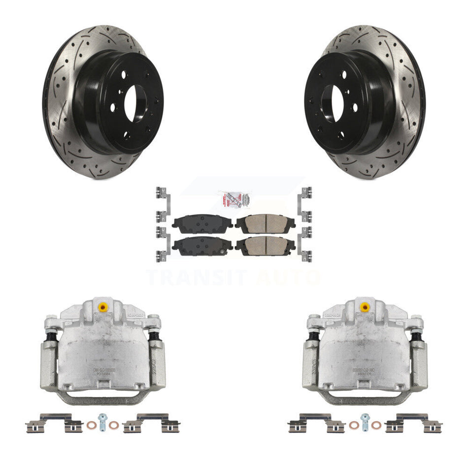 Rear Brake Caliper Drill Slot Rotors Ceramic Pad Kit For GMC Chevrolet Sierra 1500 Tahoe KCD-101345N