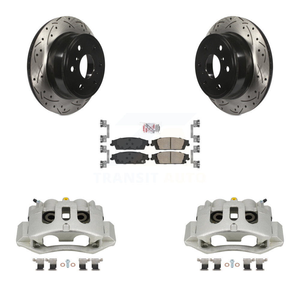 Rear Brake Coated Caliper Drill Slotted Rotors Ceramic Pad Kit For Chevrolet Suburban HD KCD-101348N