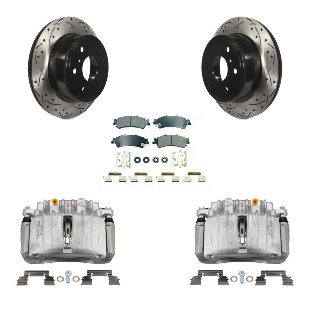 Rear Brake Caliper Drill Slotted Rotor Semi-Metallic Pad Kit For GMC Sierra 1500 Classic KCD-101350N
