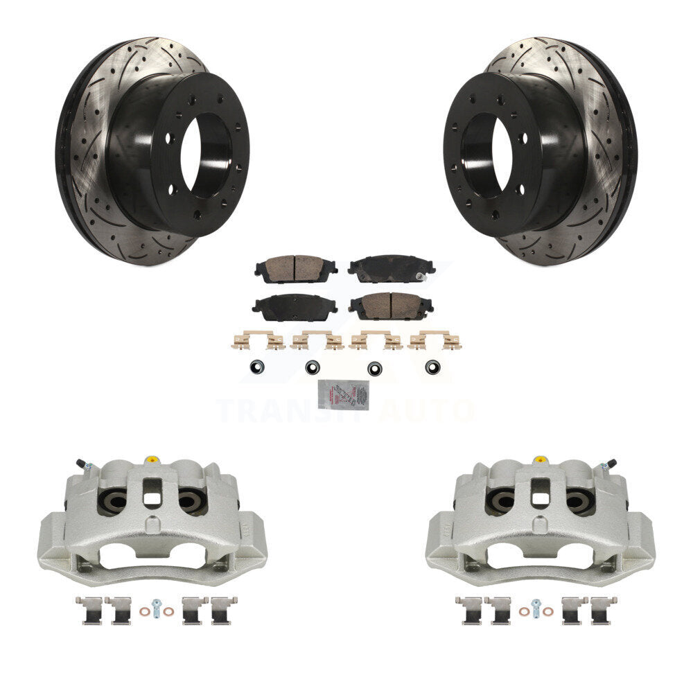 Rear Brake Caliper Drill Slot Rotors Ceramic Pad Kit For 2017-2019 Chevrolet Suburban HD KCD-101355N