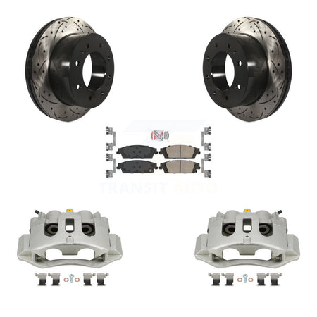 Rear Brake Caliper Drill Slot Rotors Ceramic Pad Kit For 2017-2019 Chevrolet Suburban HD KCD-101357N
