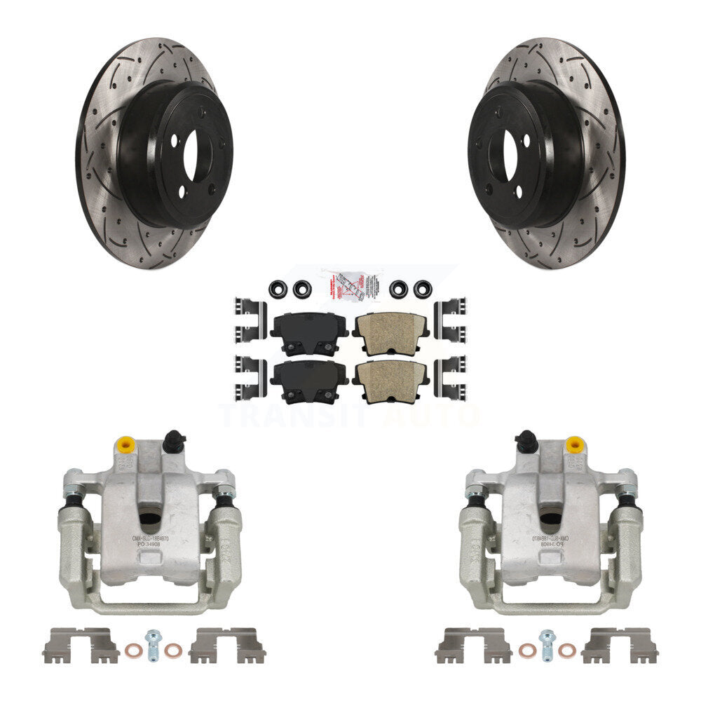 Rear Brake Coat Caliper Drill Slot Rotors Ceramic Pad Kit For Dodge Chrysler 300 Charger KCD-101363N
