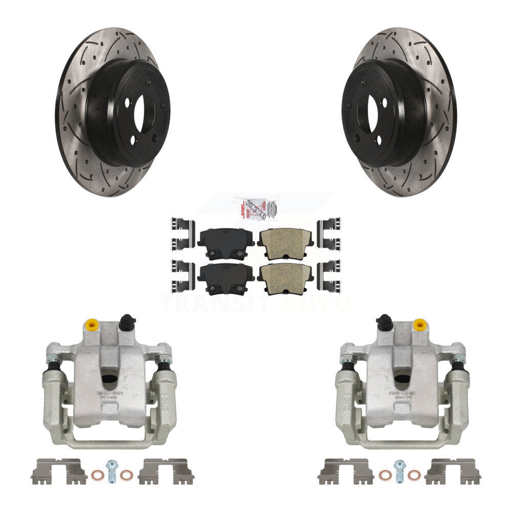 Rear Brake Coat Caliper Drill Slot Rotors Ceramic Pad Kit For Dodge Chrysler 300 Charger KCD-101364N