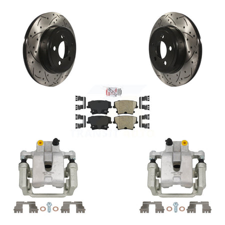 Rear Brake Caliper Drill Slotted Rotor Ceramic Pad Kit For Chrysler 300 Dodge Challenger KCD-101368N