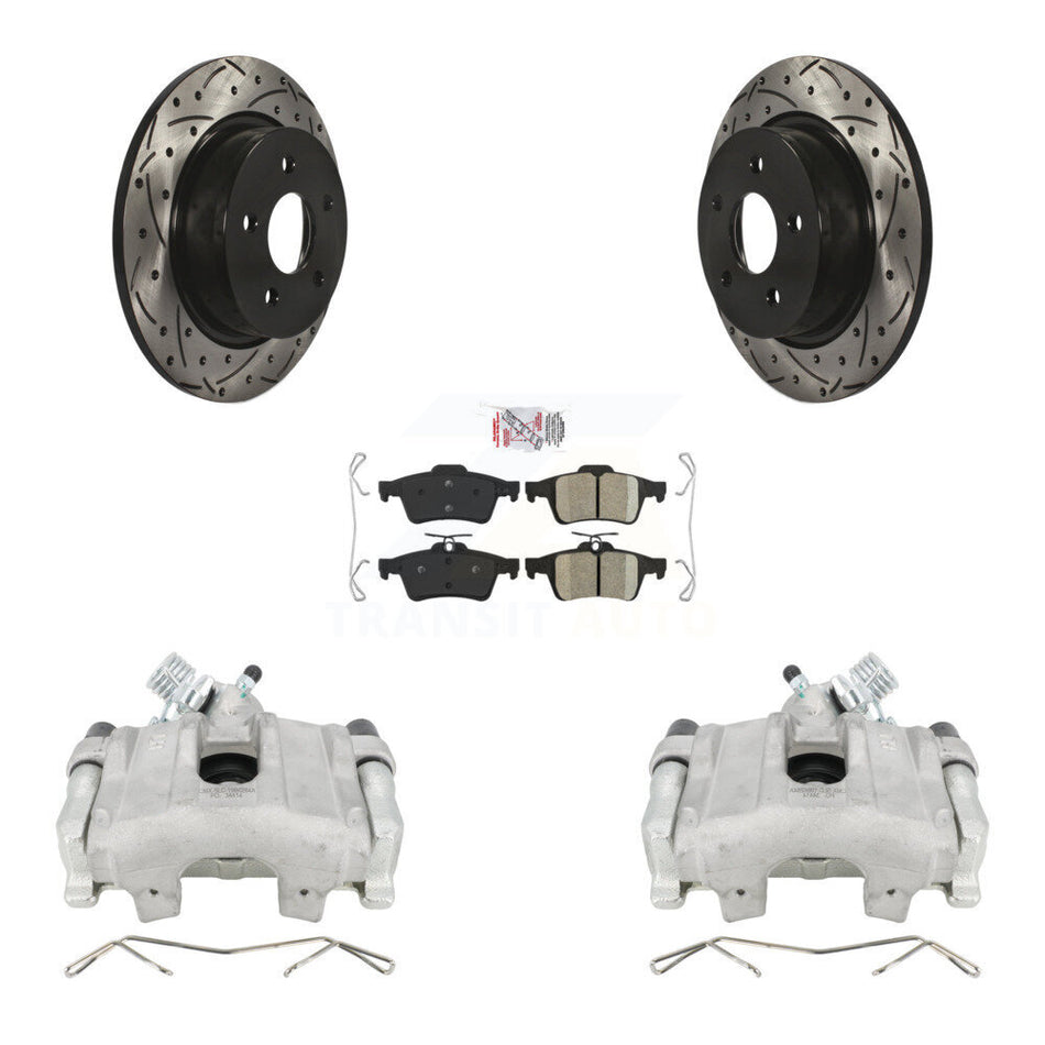 Rear Disc Brake Coated Caliper Drill Slotted Rotor Ceramic Pad Kit For Ford Escape C-Max KCD-101370N