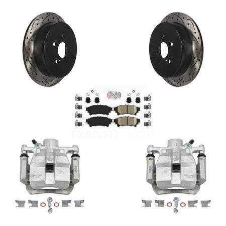Rear Brake Caliper Drill Slot Rotor Ceramic Pad Kit For Toyota Sienna Lexus RX350 RX450h KCD-101372N